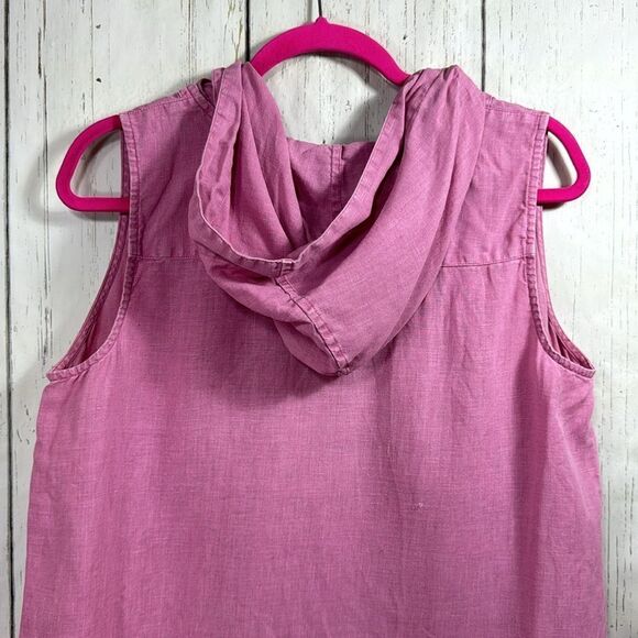 J Jill Linen Sleeveless Hooded Lagenlook Minimalist Beachy Pink  Shift Dress - Picture 10 of 15
